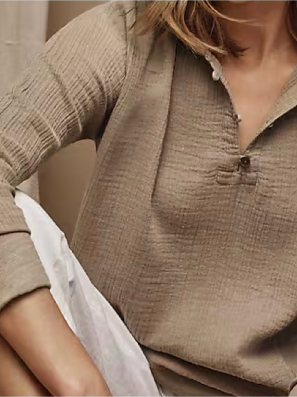 Pure Jill J Jill Pullover Hood Organic Cotton Gauze French Terry XS Driftwood